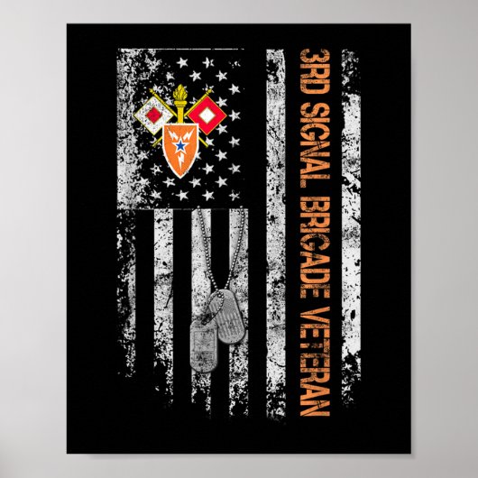 Poster 3e brigade de signalisation Vétéran Vintage Drapea (Devant)