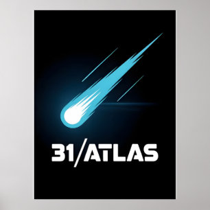 Poster 3I Style Glitch Sci-Fi Rétro Espace Drôle Atlas