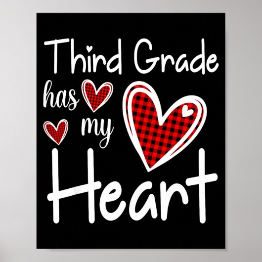 Poster 3rd Third Grade Has My Heart Buffalo Print Teacher (Devant)