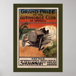 Poster 400 Mile International Road Race Savannah GA 1908