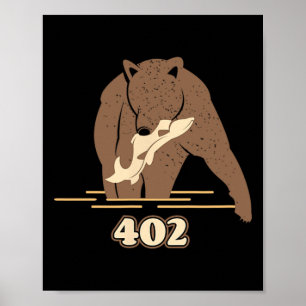 Poster 402 Pêche Ours Gras Brun Grizzly Amant Beartober