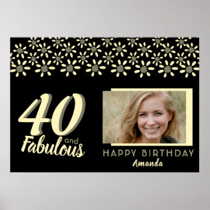 Poster 40 ans et Fabuleuse Fleur de Marguerite Jaune Phot