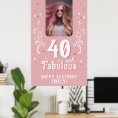 Poster 40 ans et Fabuleux Feuillage Rose Photo 40e Annive (Bureau à domicile)