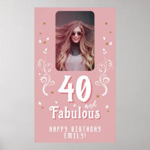 Poster 40 ans et Fabuleux Feuillage Rose Photo 40e Annive