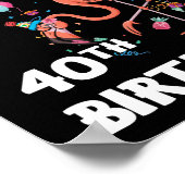 Poster 40 ans Flamant rose C'est mon flocage 40e annivers (Coin)
