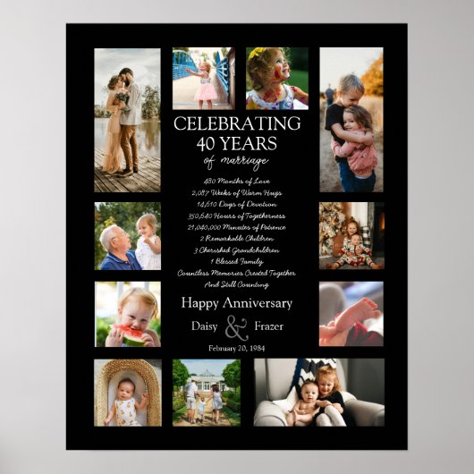 Poster 40 ans mariage anniversaire photo collage modifiab (Devant)