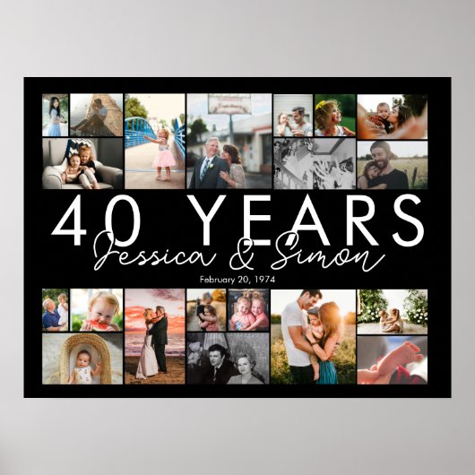 Poster 40 ans mariage anniversaire photo collage modifiab (Devant)