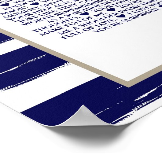 Poster 40 choses que nous aimons chez vous navy rayures r (Coin)