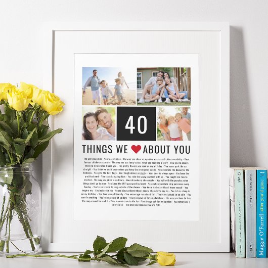 Poster 40 Choses Que Nous Aimons De Vous | 40e anniversai