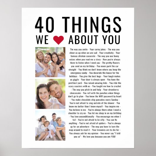 Poster 40 Choses Que Nous Aimons De Vous | 40e anniversai (Devant)