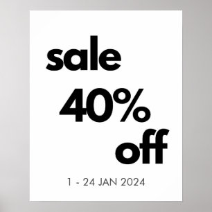 Poster 40% De Promo Signe, Boutique Personnalisée Vente