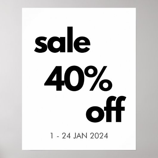 Poster 40% De Promo Signe, Boutique Personnalisée Vente (Devant)