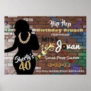 Poster 40 Hip hop de Shorty Anniversaire Brunch Urban Par