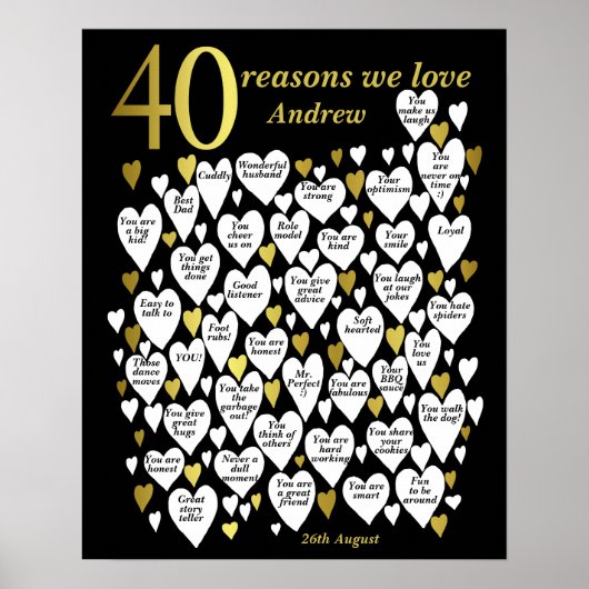 Poster 40 Raisons Nous vous aimons 40e anniversaire Cadea (Devant)