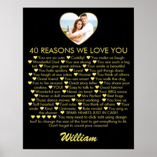 Poster 40 Raisons Nous vous aimons 40e anniversaire Coeur