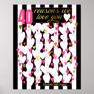 Poster 40 Raisons Nous Vous Aimons Cadeau Anniversaire Li