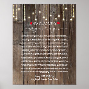 Poster 40 raisons pour lesquelles j'aime les lumières en