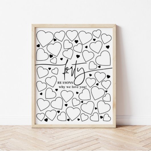 Poster 40 raisons pour lesquelles nous vous aimons Cadeau