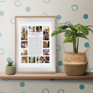 Poster 40 raisons pour lesquelles nous vous aimons collag