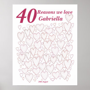 Poster 40 raisons pour lesquelles nous vous aimons - Fête