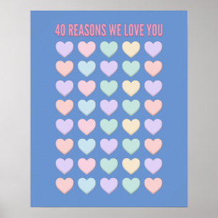 Poster 40 reasons We love You - 40th Birthday Gifts