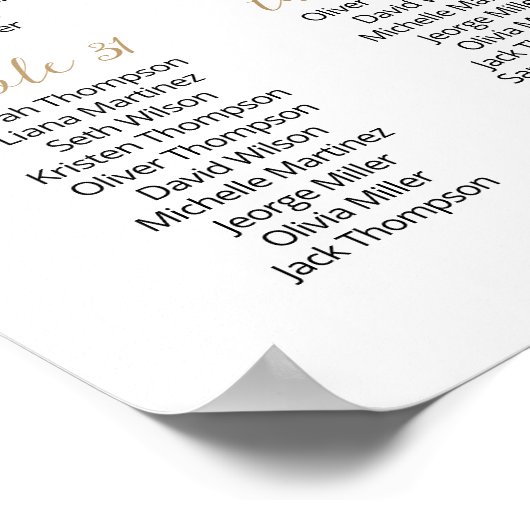 Poster 40 Tableaux Trouvez Votre Siège Plan De Plan (Coin)