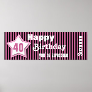 Poster 40e Anniversaire Bannière étoile Nom personnalisé