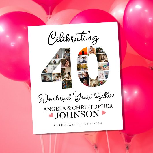 Poster 40e anniversaire du Mariage Photo Collage party