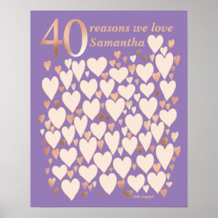 Poster 40e anniversaire Lavender Rose 40 raisons