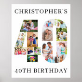 Poster 40e anniversaire Photo Collage Numéro 40 Personnal (Devant)