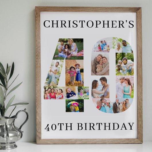 Poster 40e anniversaire Photo Collage Numéro 40 Personnal