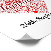 Poster 40e Ruby Mariage Anniversaire Mot Art Imprimer (Coin)