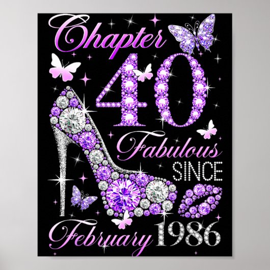 Poster 40th Birthday Queen Chapter 40 Fabulous Since 1986 (Devant)