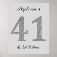 41e anniversaire Gris Parties scintillant Argent É