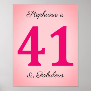 Poster 41e Anniversaire Quarante Et Fabuleux Nom Rose