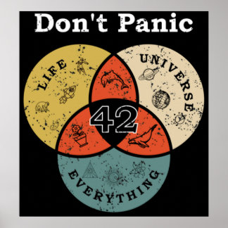 Poster 42 Dont Panic Life Universe Tout Hitchhike