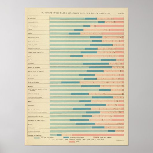 Poster 43 Professions par couleur, nationalité 1890 (Devant)