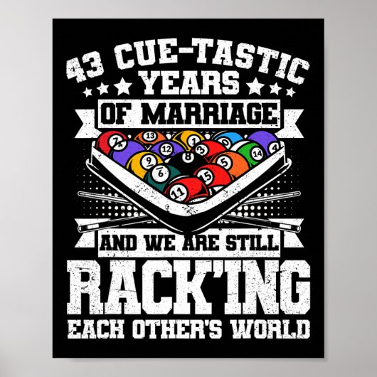 Poster 43e anniversaire de Mariage billard de piscine 43 (Devant)