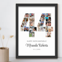 44e anniversaire Numéro 44 Photo personnalisée Col