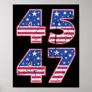 Poster 45 47 Président Patriotique Trump Deux Fois Dans U