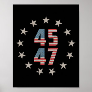 Poster 45 47 Président Retro Vintage Usa Drapeau 2024 Pré