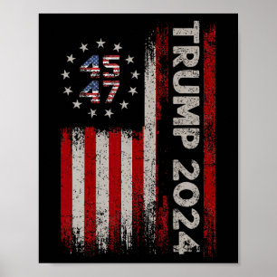 Poster 45 47 Trump 2024 Drapeau américain 1