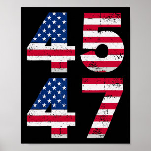 Poster 45 47 Trump Président américain Vintage Drapeau am