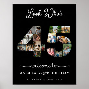 Poster 45 ans heureux anniversaire photo collage