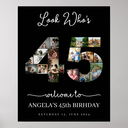 Poster 45 ans heureux anniversaire photo collage (Devant)