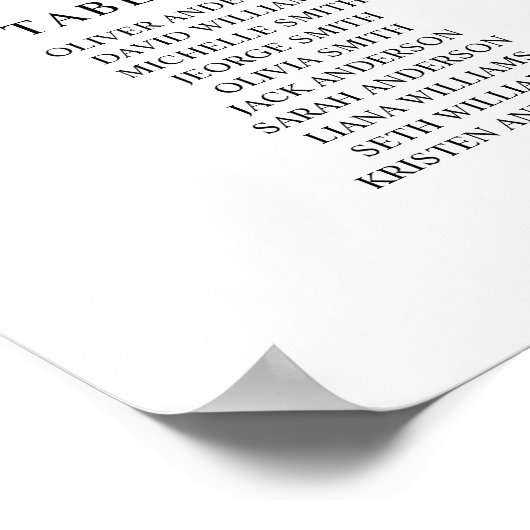 Poster 45 Tables Large Trouvez Votre Siège Carte De Siège (Coin)