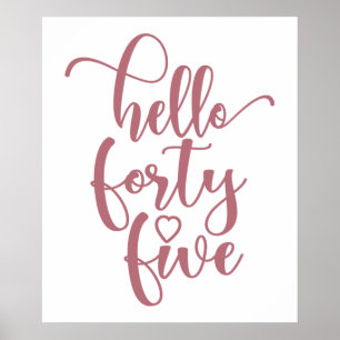 Poster 45e anniversaire femmes Bonjour 45 mignonne 45 ans