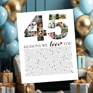 Poster 45e anniversaire toutes les raisons pour lesquelle