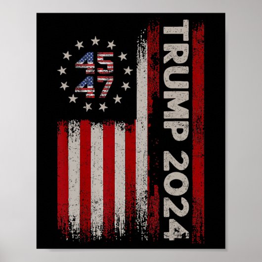 Poster 47 Élection du drapeau américain Donald Trump 2024 (Devant)