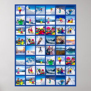 Poster 48 Grille de Collage de Photos Bleu Foncé